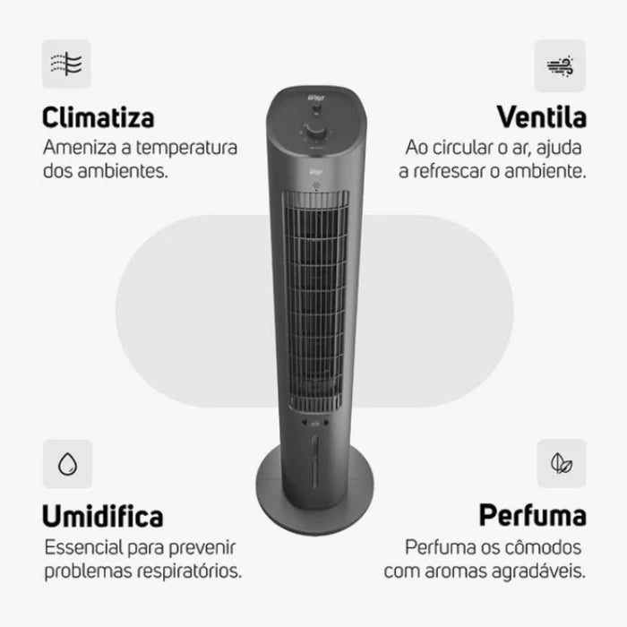 Climatizador Portátil AirFresh 4 em 1 | Refresca, Umidifica e Perfuma 90W